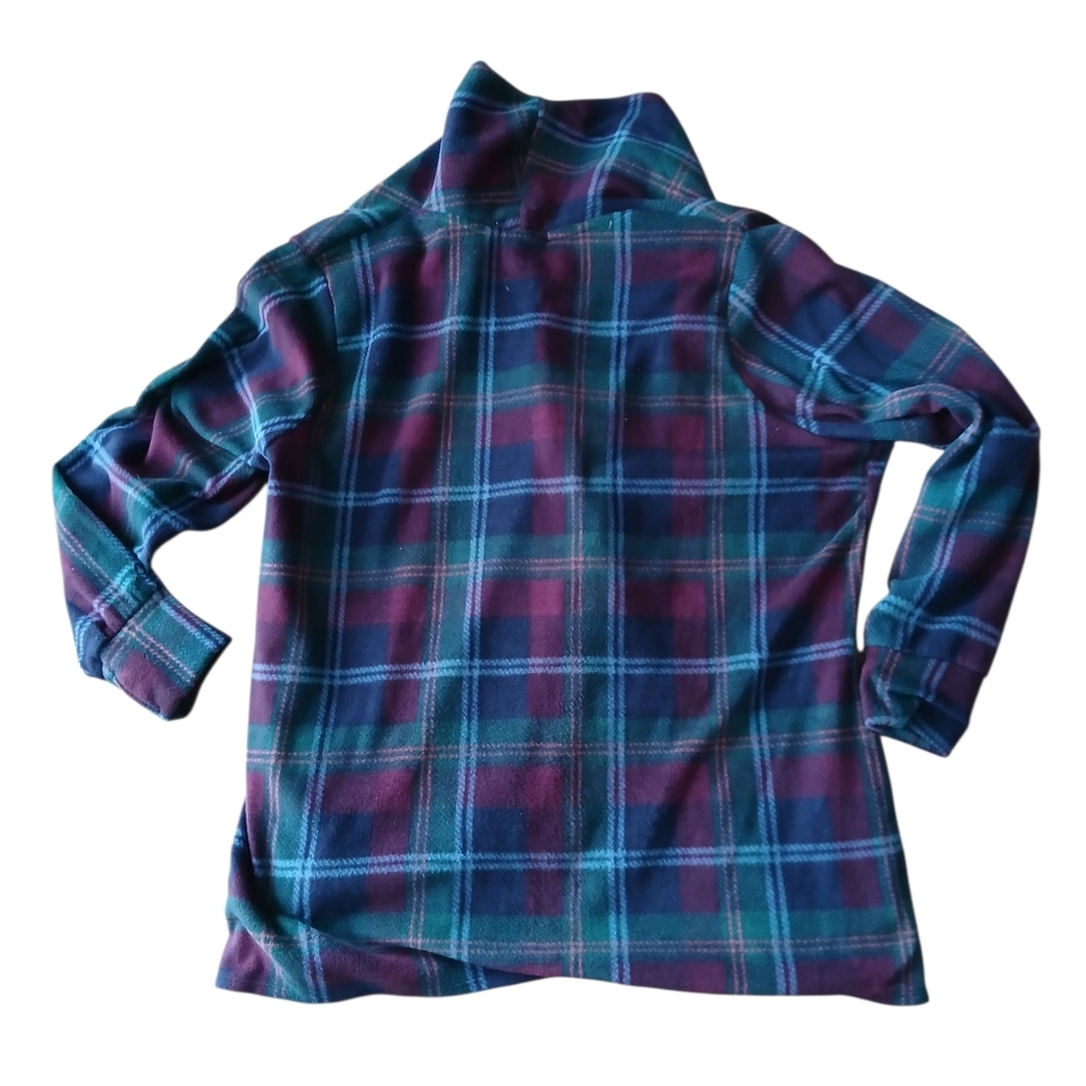 Cuddl Duds Women's Size XL Purple And Green Fleecewear Plaid Cardigan - Picture 6 of 6